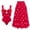 Red 2PC, variant on Women Swimwear, Color Block Bow Cutout One Piece Padded Swimsuit with Polka Dot Skirt Bathing Suit for Vacation