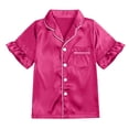 thumbnail image 5 of BOOMNY Girls 2 Peice Pajamas Sets Soft Short Sleeve Buttons Sleepwear Tops Pants Pjs Set for Kids Cozy Loungewear Homewear, 5 of 8