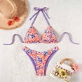 thumbnail image 5 of Womens Reversible Bikini Sets Two Piece Swimsuit Printed Halter Bikini Top with Adjustable Tie and Triangle Bikini Bottom Beach Wear for Women, 5 of 7