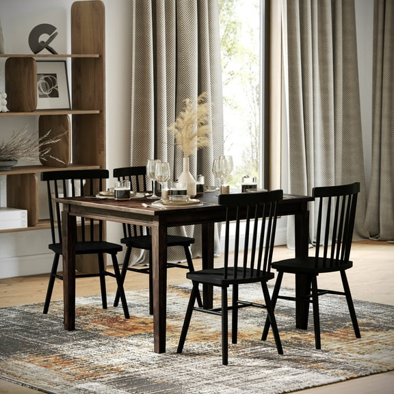 Merrick Lane 47" Wooden Dining Table with Tapered Legs and Seating for 4 in Wenge Matte