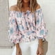 thumbnail image 2 of Blusa Con Estampado Floral, Moda, Suelta, Con Hombros Descubiertos, Manga Acampanada, Poliéster, Informal, Para Trabajo De Oficina ANGGREK Ocean Broad Surfboard Fins, 2 of 4