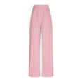 thumbnail image 4 of aohooy Baggy Dress Pants Women Wide Leg Solid High Waisted Loose Pajama Pant Casual Stretchy Baggy Casual Pull On Loungewear Trousers Pink,M, 4 of 8