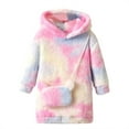 thumbnail image 2 of KkSLirnhs 6 Years Girls Dresses 10-12 Girls Dresses Size 6 Fashionable Girl's Plush Hooded Gradient Long Sleeved Dress with Crossbody Bag Casual Set Spring 2025 Pink, 2 of 9