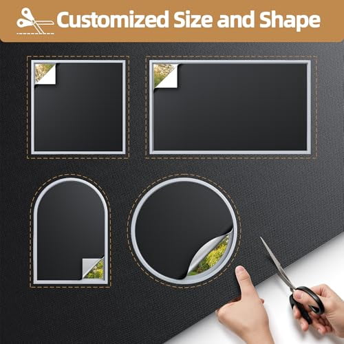 Portable Blackout Window Cover 40 x 58 Inches, Temporary No-Drill Privacy Curtains for Bedroom, Nursery, Travel, and Skylight, Light-Blocking Shades in Black