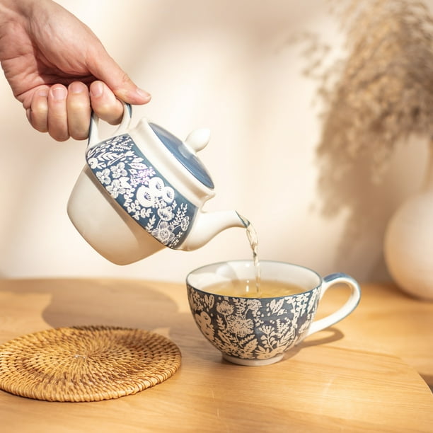 Taimei Teatime Tea Set for Aduts, Grey Ceramic Tea for One Set, 15