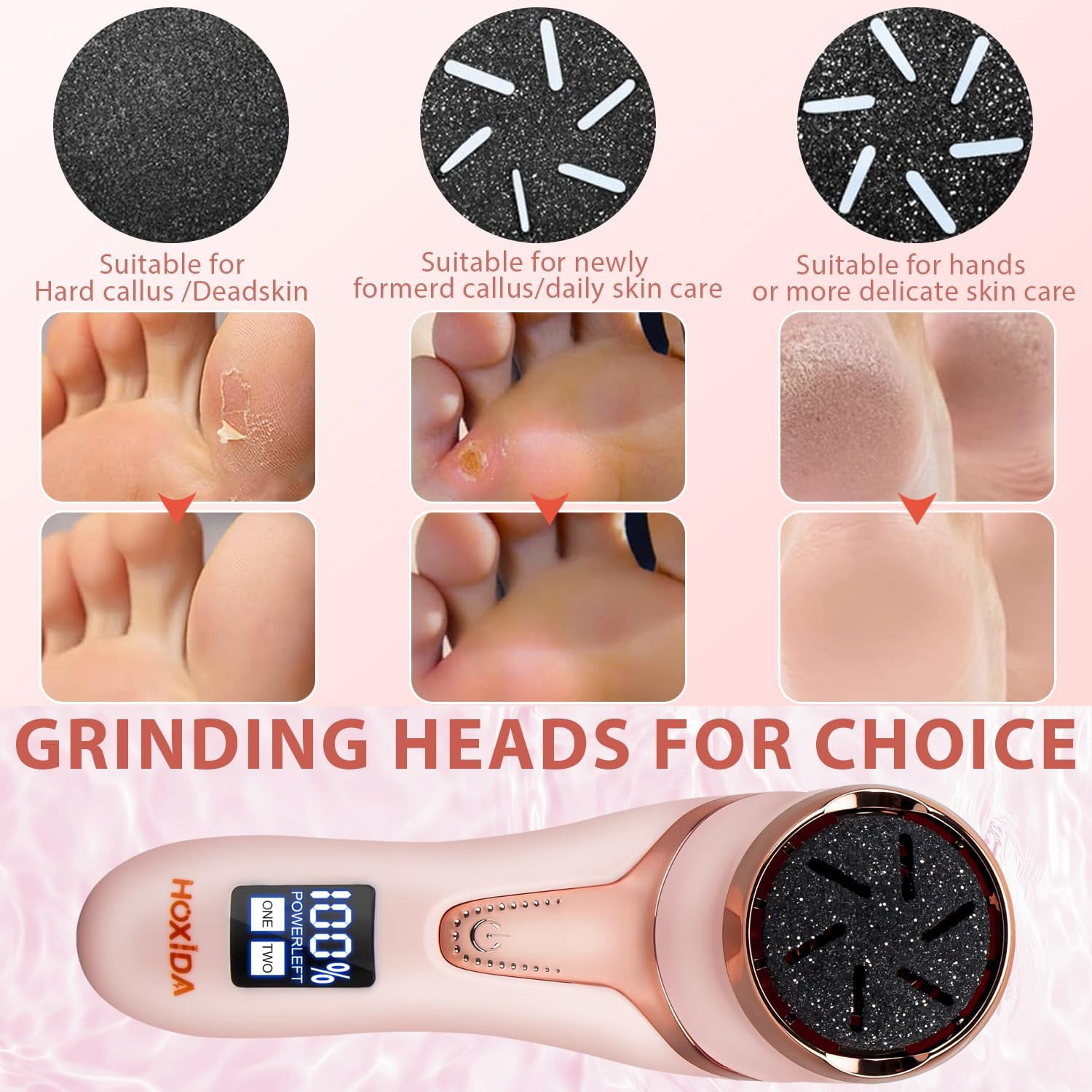 Electric Callus Remover for Feet,Rechargeable Foot Callus Remover Pedicure Tools Foot File with 9 Heads &2 Speed,LCD Display with Dander Vacuum Cleaner