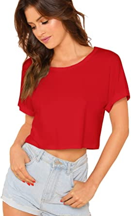 red crop top t shirt