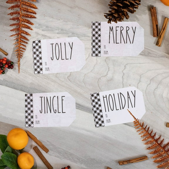 White Christmas Farmhouse Style Gift Tags | 2 x 3" Inches - 100 Pack