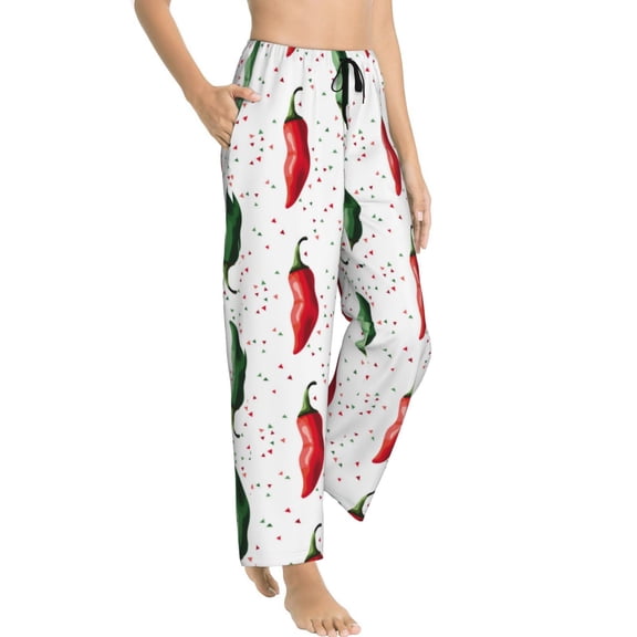 Pajama Pants Women - bell Pepper Print Soft Breathable Sleep & Lounge Pants for Women, Comfy Casual Pj Pants Bottoms with Pockets
