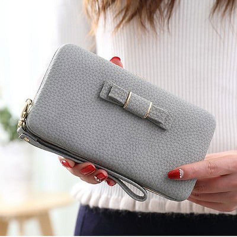 Toyella Cute bow large capacity multi-function clutch Coffee color ...