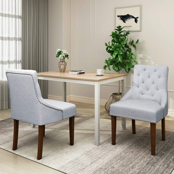 Clearance Dining Chairs With Armrest Set Of 2 Tufted Upholstered Nailhead Trim Solid Wood Legs Fabric Room Accent Chair For Living Bedroom Gray W12172 Com - Dining Room Chairs With Armrest Clearance Dining Chairs With Armrest Set Of 2 Tufted Upholstered Nailhead Trim Solid Wood Legs Fabric Room Accent Chair For Living Bedroom Gray W12172 Com - Dining Room Chairs With Armrest