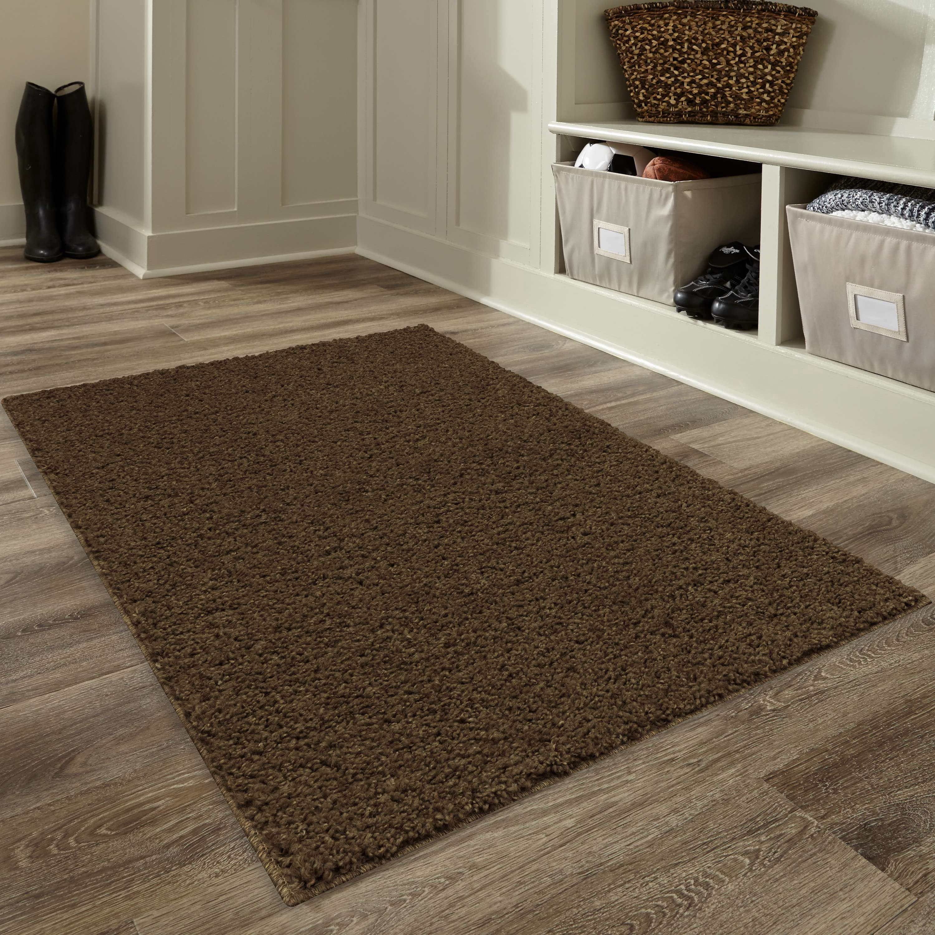 (2 pack) Mainstays Brown Suede Indoor Shag Accent Rug, 2 ft 6 in x 3 ft 10 in