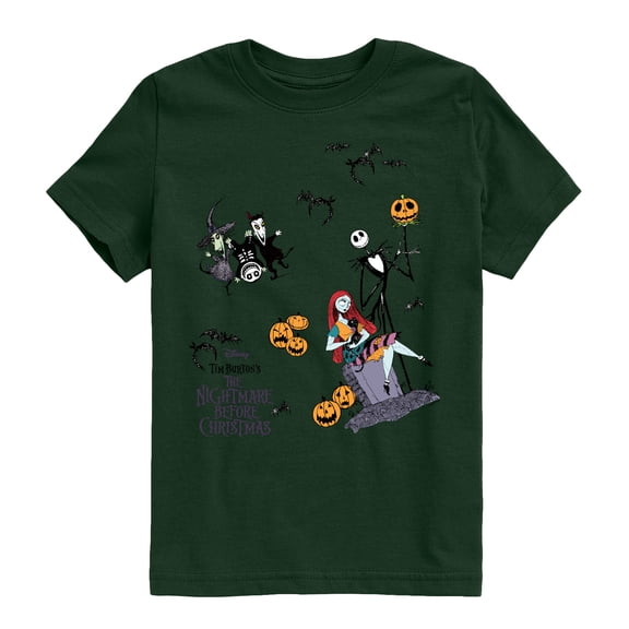 The Nightmare Before Christmas - Jack and Sally Group - Youth Boys Short Sleeve Graphic T-Shirt