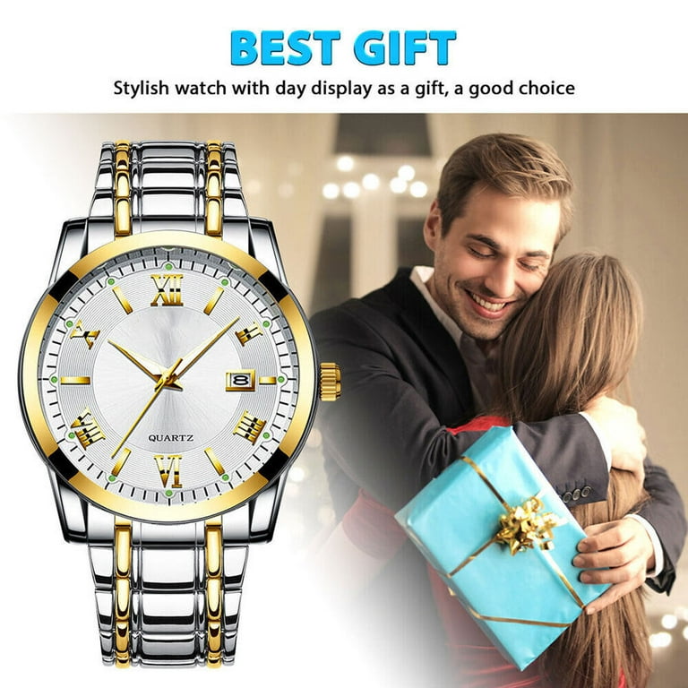 Xhy Men Watch Stainless Steel Quartz Luminous Date Display Fashion Classic Business Mechanical Wrist Watches Platinum Walmart