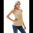 thumbnail image 4 of Tops de Lentejuelas con Cuello Halter para Mujer, Sin Mangas, Brillantes, Fruncidos, Fluidos y Brillantes, para Fiestas Champán S, 4 of 6