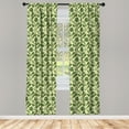 thumbnail image 2 of Ambesonne Tropical Curtains, Various Exotic Leaves Plot, Pair of 28"x84", Olive Green and Pale Yellow, 2 of 3