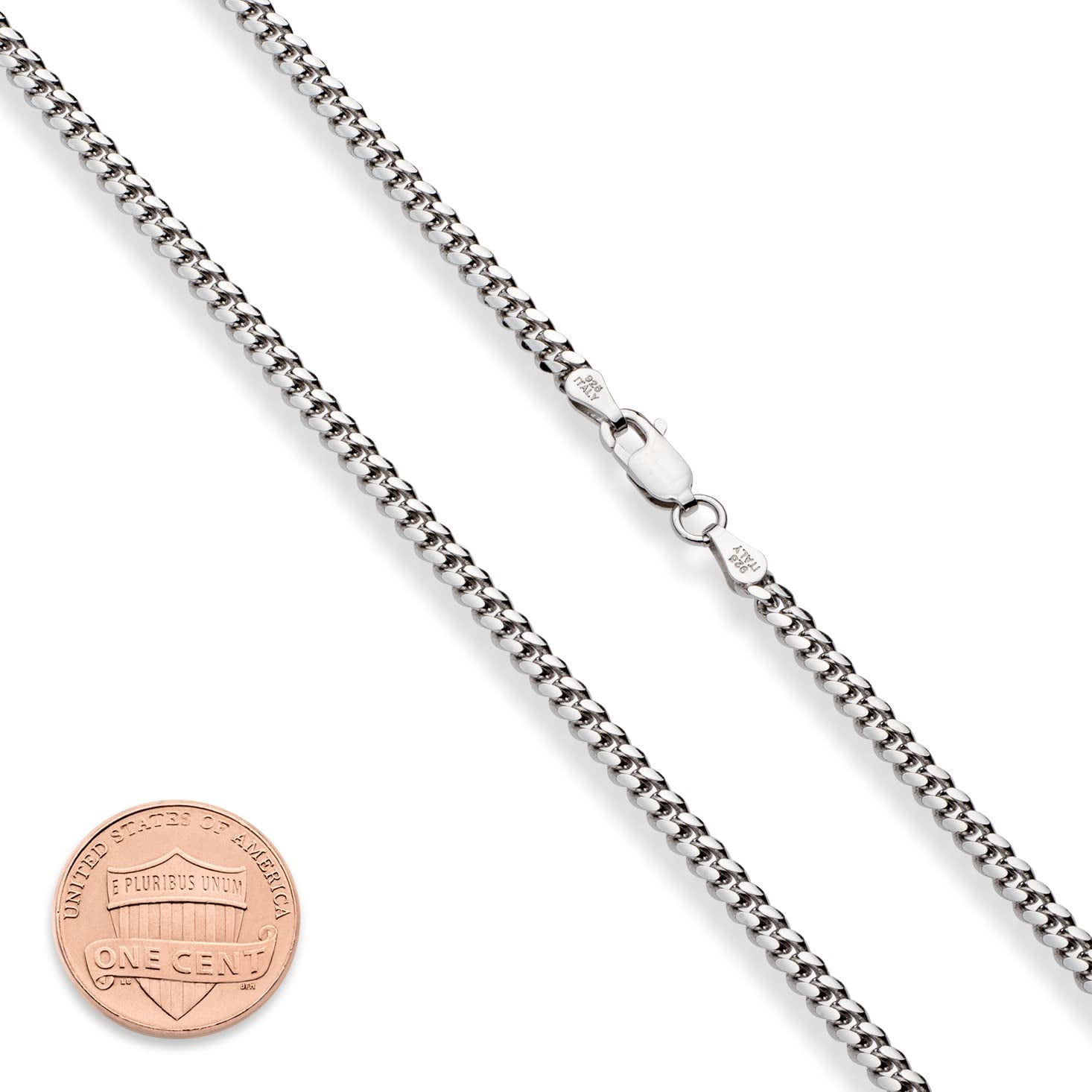 Miabella Italian Heavy 925 Sterling Silver Thick 3.2mm, 5mm, 7mm Curb Cuban Link Chain Necklace for Men Made in Italy (3.2mm, Length 22 Inches (men's average length))