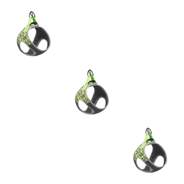 Greeniant Arnés para mascotas Chaleco de malla de nylon ajustable Entrenamiento nocturno Poliéster elástico Clip trasero Correa Verde L 3piezas