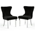 thumbnail image 2 of Furniture of America Vera Glam Nailhead Trim Dining Chairs, Black and Chrome (Set of 2), 2 of 15