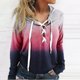 thumbnail image 4 of Mujeres Otoño Invierno Color bloque estampado vendaje cruzado cuello en V cultivo entrenamiento raya costura manga larga Sexy sudadera con capucha blusa pulóver Fridja  fhghd560, 4 of 7