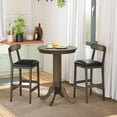 thumbnail image 1 of Costway 3 PCS Wood Bar Table Set with Pedestal Base, 2 Armless Stools, Padded Seat, Backrest, 1 of 10