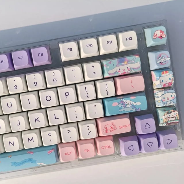 Sanrio-teclas Kawaii Cinnamoroll, accesorios de teclado mecánico, estilo de dibujos animados, PBT, XDA, 147 teclas
