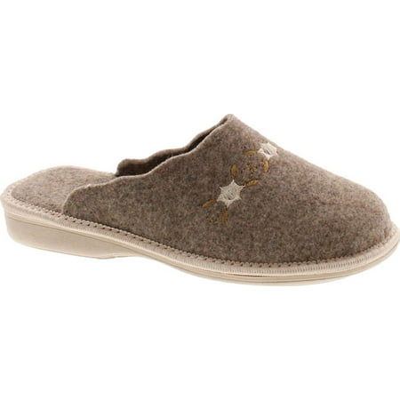 

SC Home Collection Womens 12317 Natural Wool Embroidered Cozy House Slippers Made in Europe Beige 38