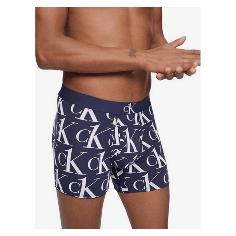 Calvin Klein Men's CK ONE Microfiber Boxer Brief Navy with white logos, S 