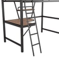 thumbnail image 7 of Metal Loft Bed, Twin Size Bed Frame with Built-in Desk for Kids, Modern Storage Bed with Stroage Shelf and Inclined Ladder, Full-length Safety Rails, No Box Spring Needed, Black, 7 of 7