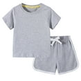 thumbnail image 2 of Cethrio Kids Boys' Shorts Sets, 2-Piece Short Sleeve Cotton Summer Outfit Sets Gray Size 2-3 T, 2 of 5