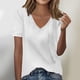 thumbnail image 5 of Camisas de Manga Larga Casual de las Mujeres Color Sólido Nuevo Cuello en V Tira Suelta Cepillada Camisa de Manga Corta, 5 of 6