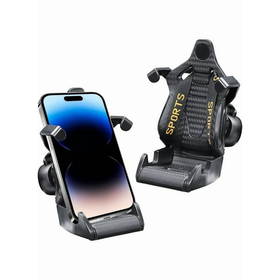 Car Vent Phone Mount, Carbon Fiber Racer Seat Style Cell Phone Mount for iPhone & Android, 360° Rotatable Secure Adaptive Tightening Car Mount, Universal Fit for Car Air Vents