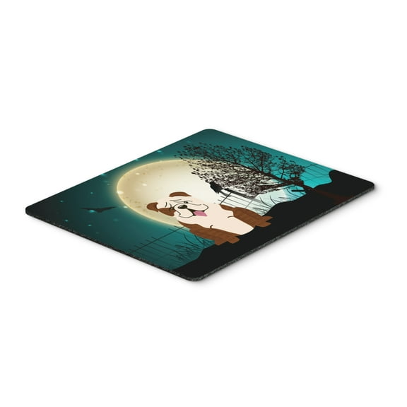 Halloween Scary English Bulldog Brindle White Mouse Pad Hot Pad or Trivet