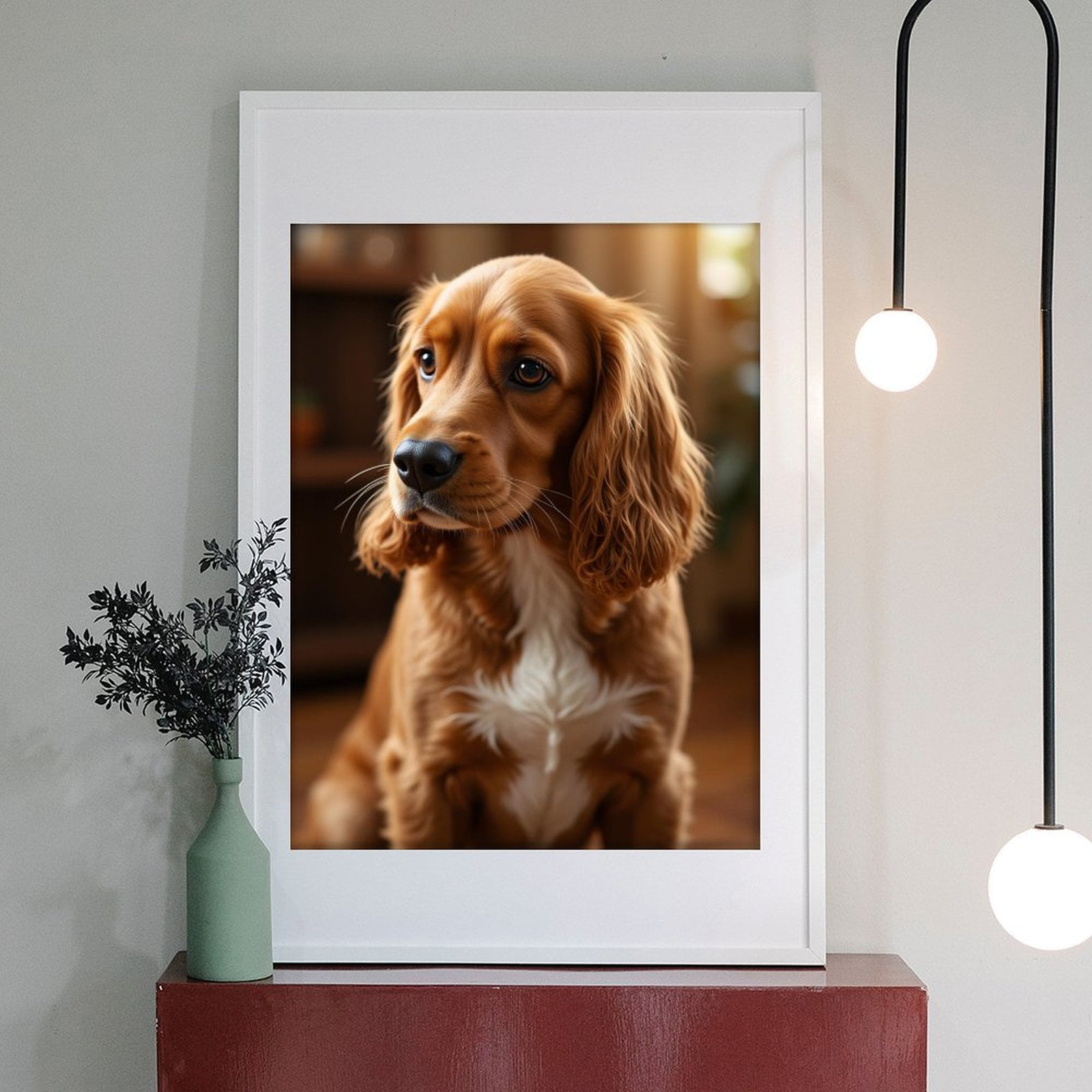 Diamond Art Kit for Adults, Golden Spaniel Portrait Indoors Diamond Painting for Adults Beginners, DIY Diamond Art Painting Kits, 5D Diamond Painting Crafts for Home Decor 12x16 Frameless
