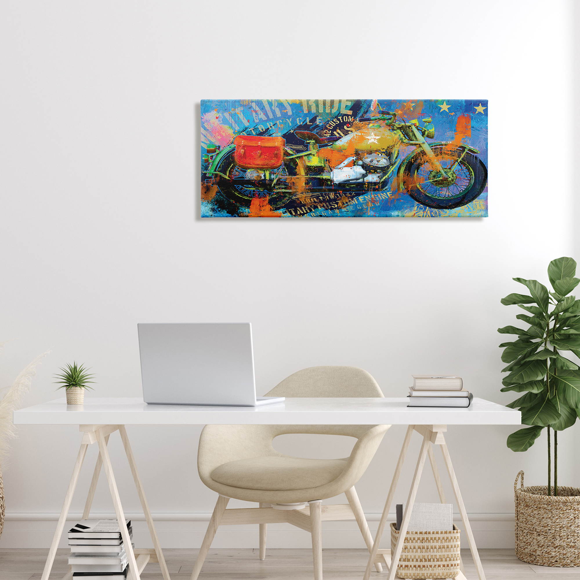 Stupell Industries Bold Modern Motorcycle Text Abstract Collage , 40 x 17, Design by Porter Hastings
