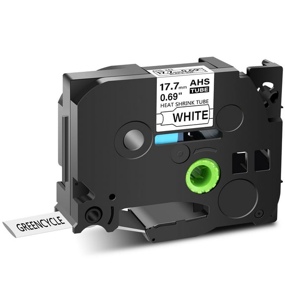 GREENCYCLE 1PK Compatible for Brother P-touch HSE-241 HS-241 HSe241 HS241 17.7mm 0.69" Black on White Heat-shrink Label Tape
