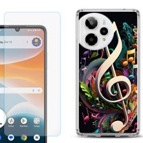 Phone Case for Cricket Icon Pro 2026, with Screen Protector, by OneToughShield - Music Notes Colorful
