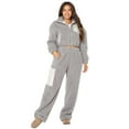 thumbnail image 3 of Celebrity Pink Women’s and Women’s Plus Teddy Fleece Jacket and Wide Leg Pants Set, 2-Piece, Sizes XS-4X, 3 of 6