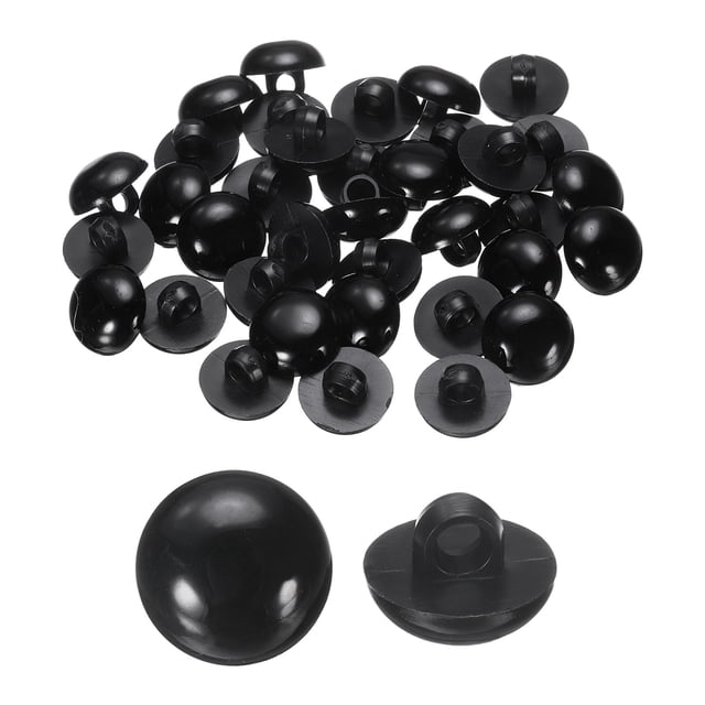 Uxcell 30pcs Botones de Plástico 0.47" Botón de Costura con Shank, Negro