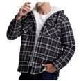 thumbnail image 6 of Feancey Daily Sales Big and Tall Plaid Jackets for Men Hooded Fleece Lined Winter Coats Button Down Casual Warm Sherpa Jacket 2025 Mens Thicken Hoodie Coat Gray 5XL, 6 of 7