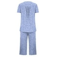 thumbnail image 3 of Censtreet Women's Pajama Sets Short Sleeve Sleepwear Round Neck Pj Loungewear Top and Capri Pants with Pockets, 3 of 6