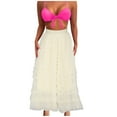 thumbnail image 2 of Women's A Line Tulle Party Evening Tutu Skirts Tea Length Pleated Skirt Long Ruffle Mesh Chiffon High Waist Bubble, 2 of 6