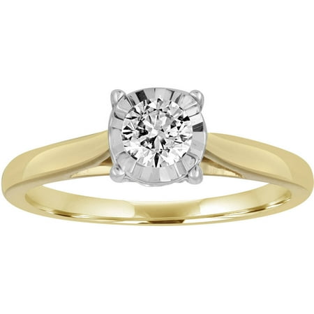 1/2 Carat T.W. Diamond 10kt Yellow Gold Miracle Plate Solitaire Engagement (Best Yellow Diamond Engagement Rings)