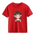 thumbnail image 6 of Avrnliq Girls Red 100% Cotton Short Sleeve Crewneck T-Shirt - Adorable Cartoon Braided-Girl Graphic Tee, Durable Versatile Everyday Playwear for Kids Girls (Size 2-13Y),Size 7-8 T, 6 of 6