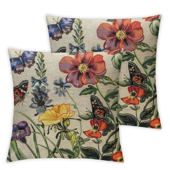 Ullo0ord Outdoor Throw Pillow Covers Spring Summer Flowers Décor Outside Furniture Decorative Cushion Cases for Sofa