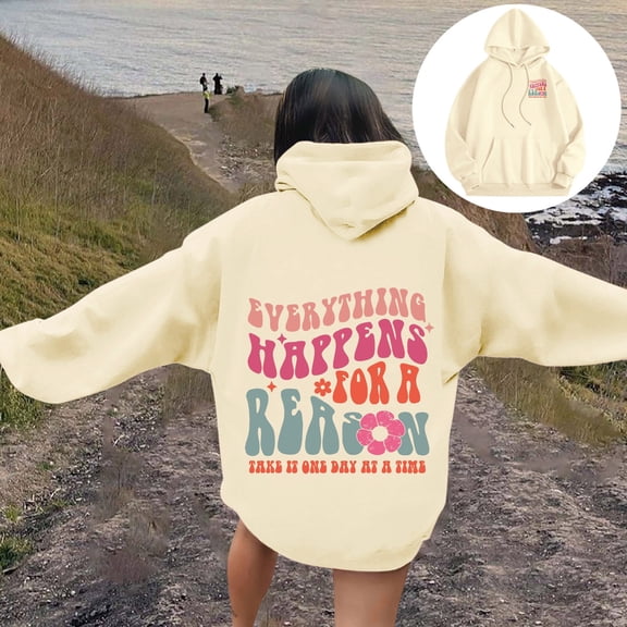 FASHOFT Cute Palm Hoodies For Women Oversized Graphic Sweatshirt Baggy Aesthetic Hoodie Y2k Trendy Teen Girls Preppy Clothes Beige L