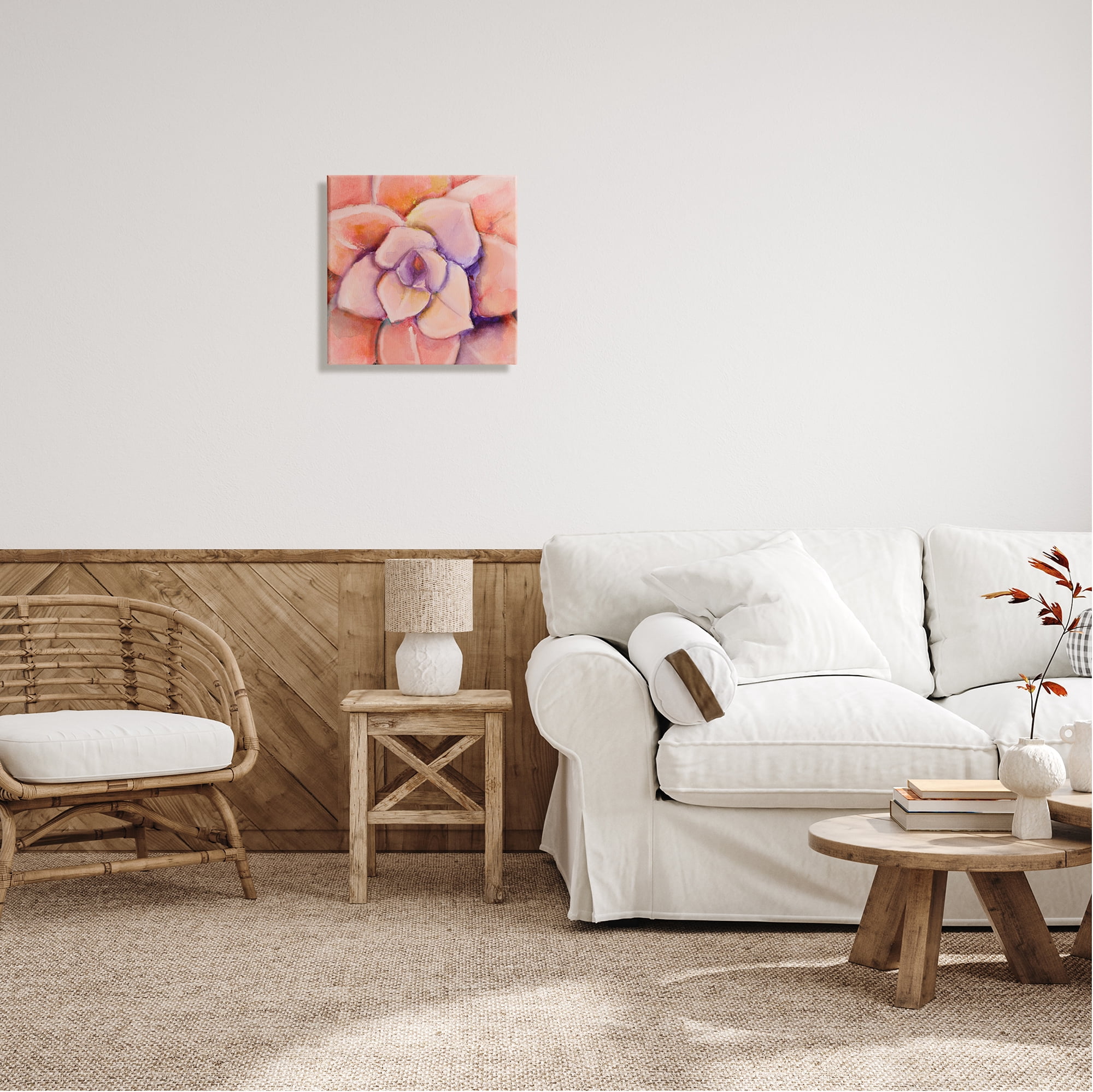 Stupell Industries Pink Flower Petals Painting Botanical & Floral Painting Gallery Wrapped Canvas Print Wall Art, 17 x 17