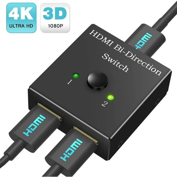 HDMI Switch Bi-Directional Switcher 1 in 2 Out / 2 in 1 Out HDMI Splitter Support HDCP Ultra HD 4k 3D 1080p for HDTV / PS4 / DVD/DVR / Xbox etc
