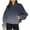 Gray, variant on Linen Shirt Women Cropped Sweatshirt Blouses Long Sleeve Half zip Collar Hoodie Sweatshirts