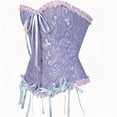 thumbnail image 3 of Corset Tops for Women, Bustier Shapewear Women's Lacing Corset Satin Floral Lace Waist Push Up Body Shaper Vintage, Blue and Pink S, 3 of 6
